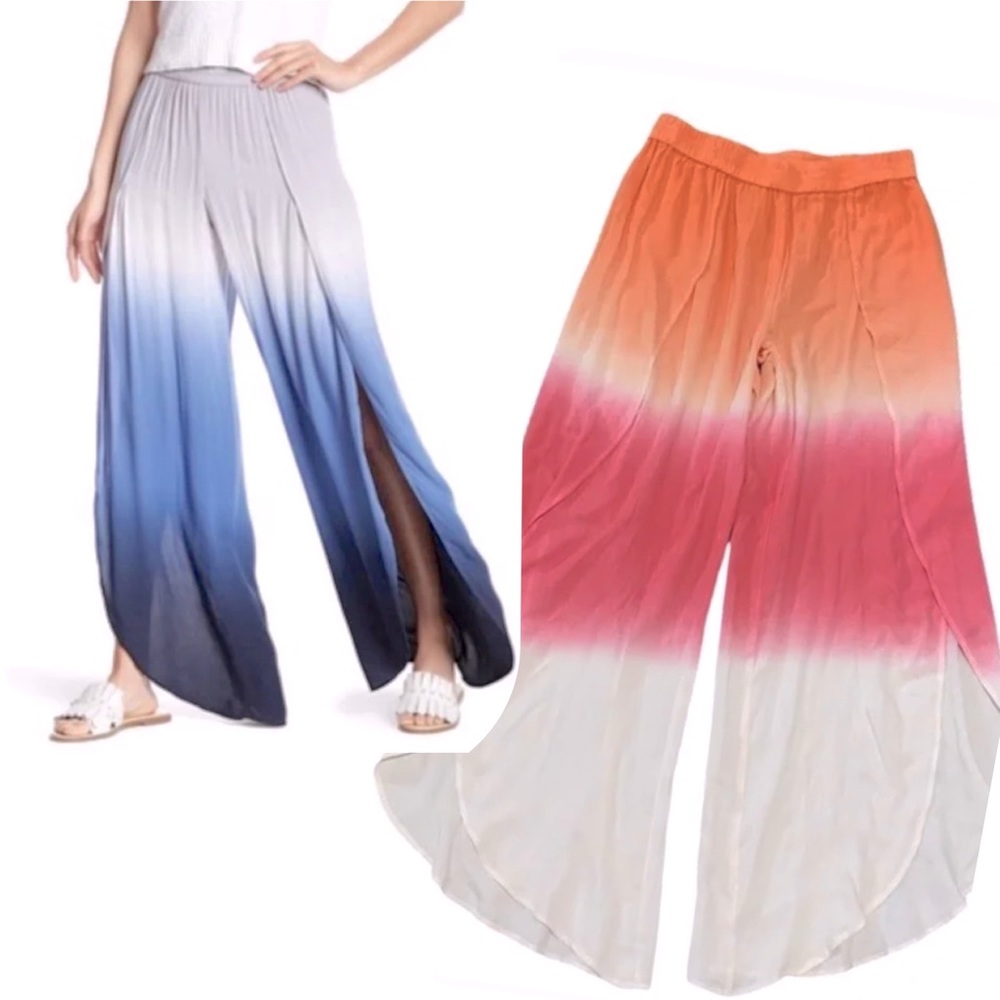 YOUNG FABULOUS & BROKE Ombre Tie Dye Split Wide Leg Palms Pants Size Small